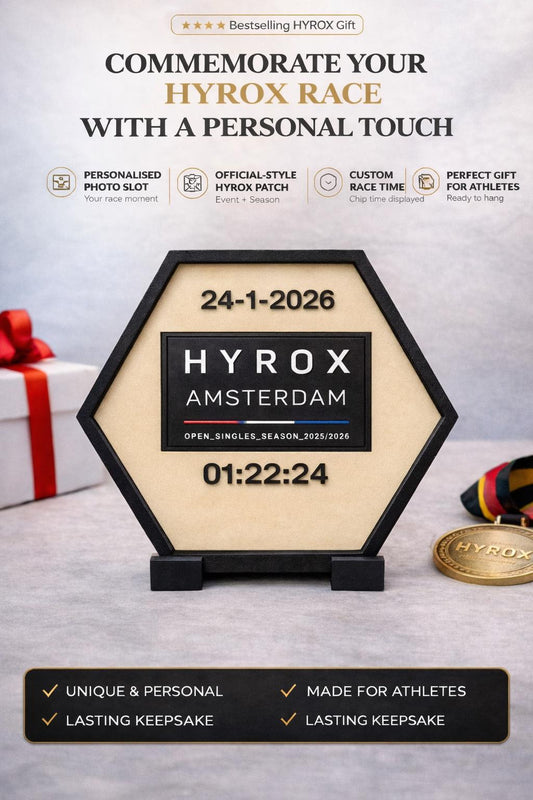 HYROX-patchdisplay zeshoek seizoen 2025-2026
