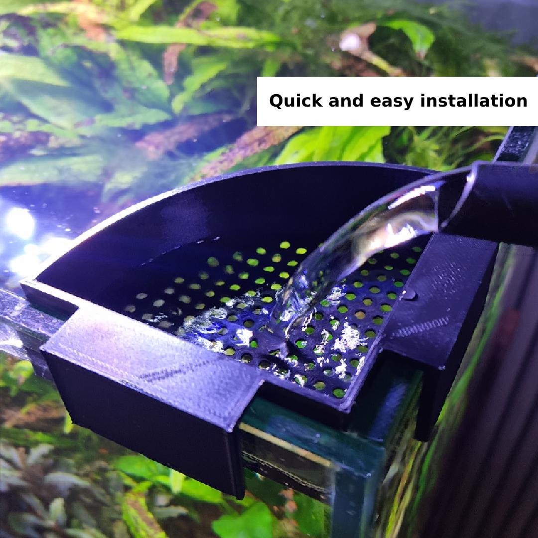 Gereedschap voor het verversen van aquariumwater: hoekdiffusor met aanzuiging/ophanging